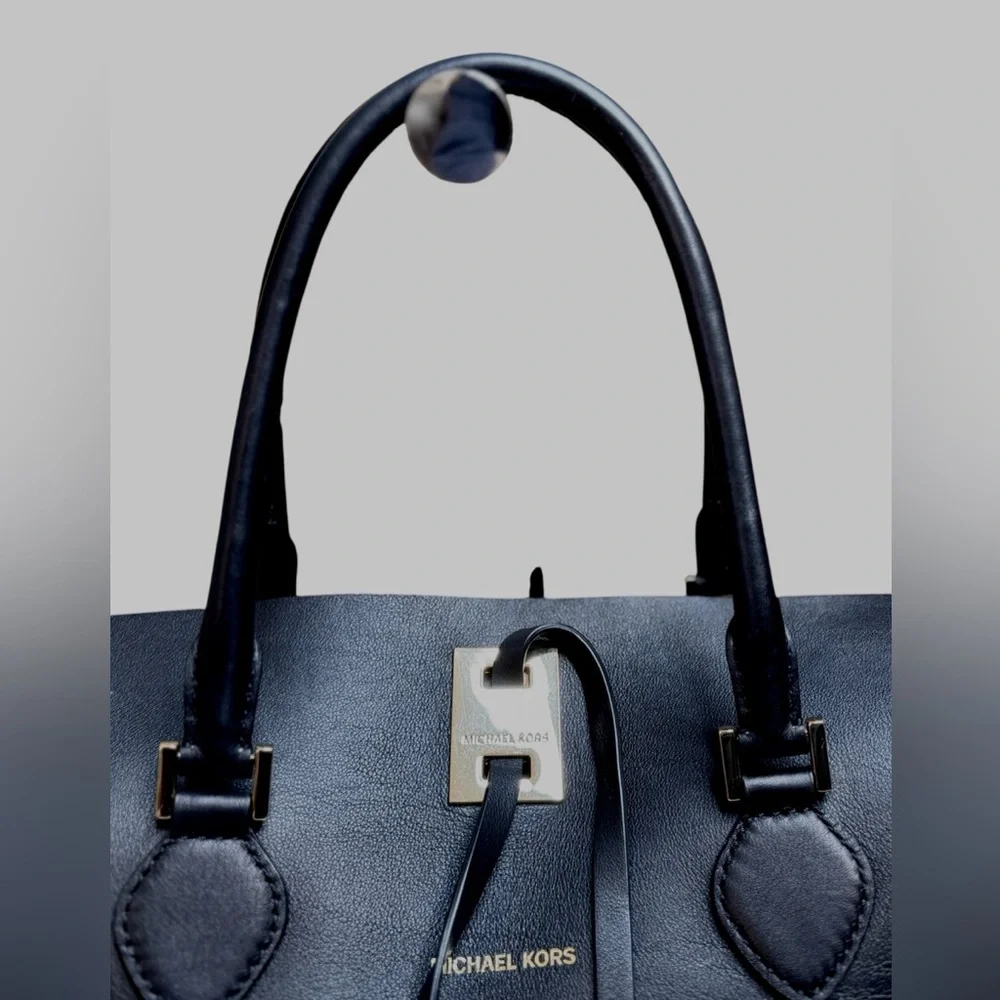 Michael Kors Collection Miranda Black Leather Tote Gold-tone Hardware